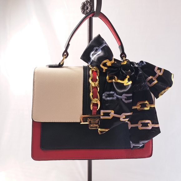 Aldo Handbags - Aldo Glendaa New Women's Ivory, Black, & Red Hand & Crossbody Bag
